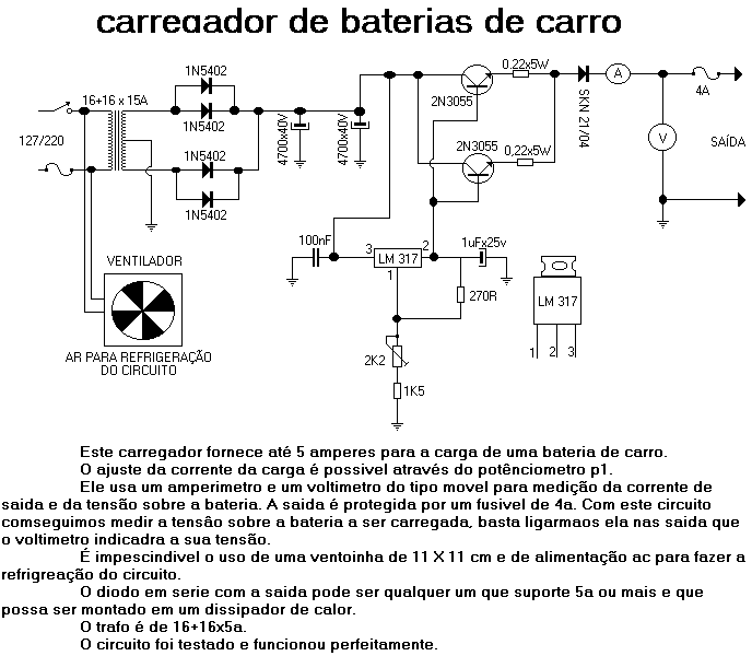 Carregador de baterias para o carro Carreg10