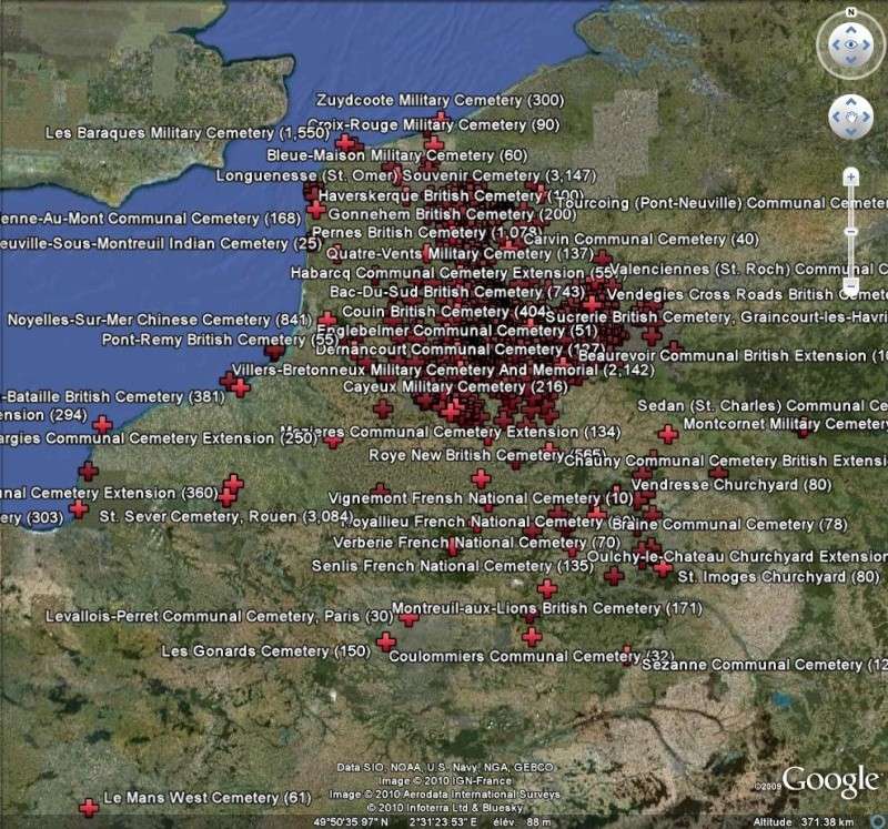 Cimetières du Commonwearth - Première guerre mondiale [fichier KMZ pour Google Earth] Montag12