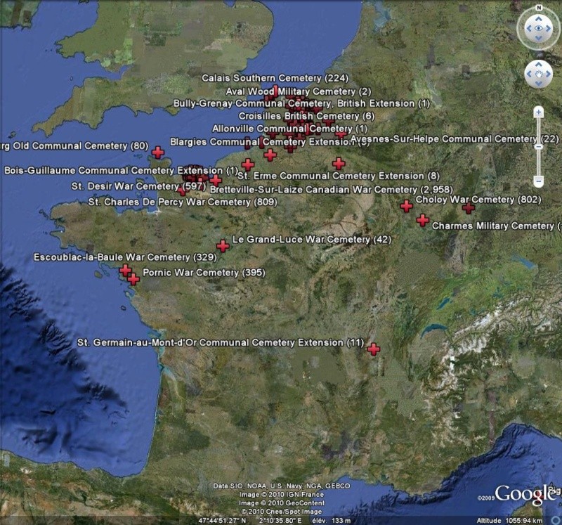 Cimetières du Commonwealth - Seconde Guerre Mondiale [fichier KMZ pour Google Earth] Montag13