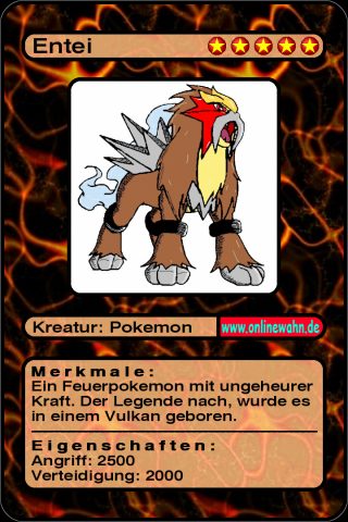 Yu-Gi-Oh Karte von Entei Enteik10