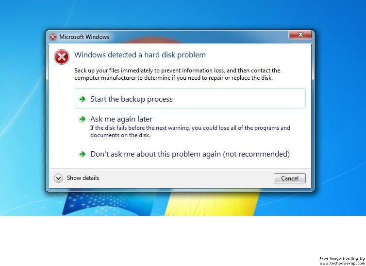 Windows detected a hard disk problem! Disc10