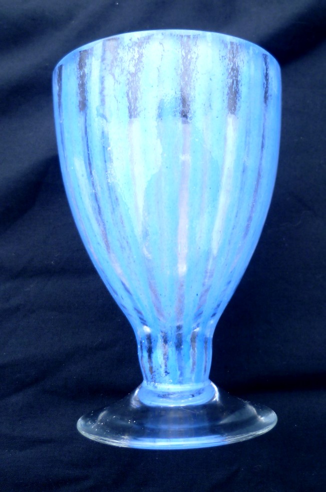 Probably nothing - Wine goblet with pale blue within the glass & a cut rim P1030019