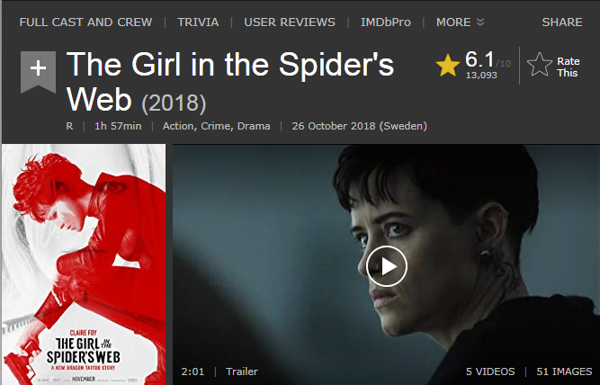 حصريا فيلم الاكشن والجريمة والدراما الرائع جدا The Girl in the Spider’s Web (2018)720p BluRay مترجم بنسخة البلوري 2019-033