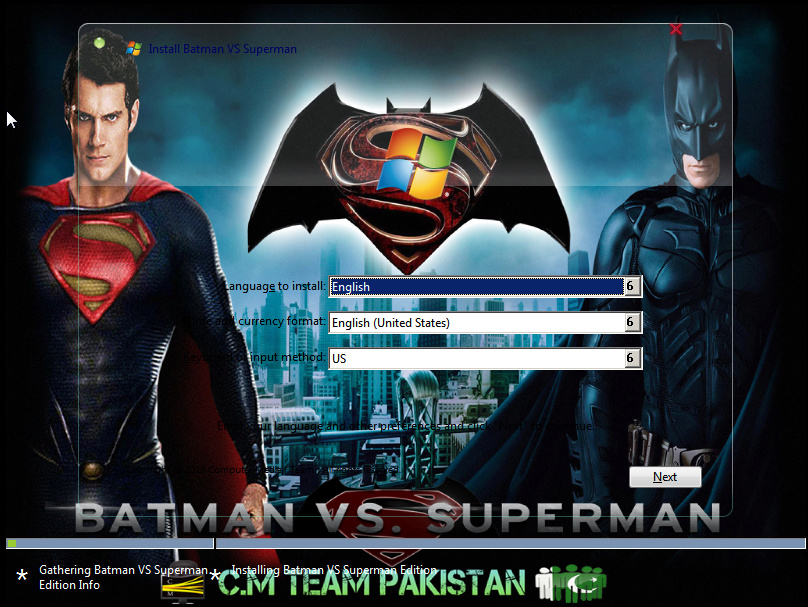 الويندوز الرائع والمعدل الجميل Windows 7 Batman Vs Superman X86 854 MB 2203