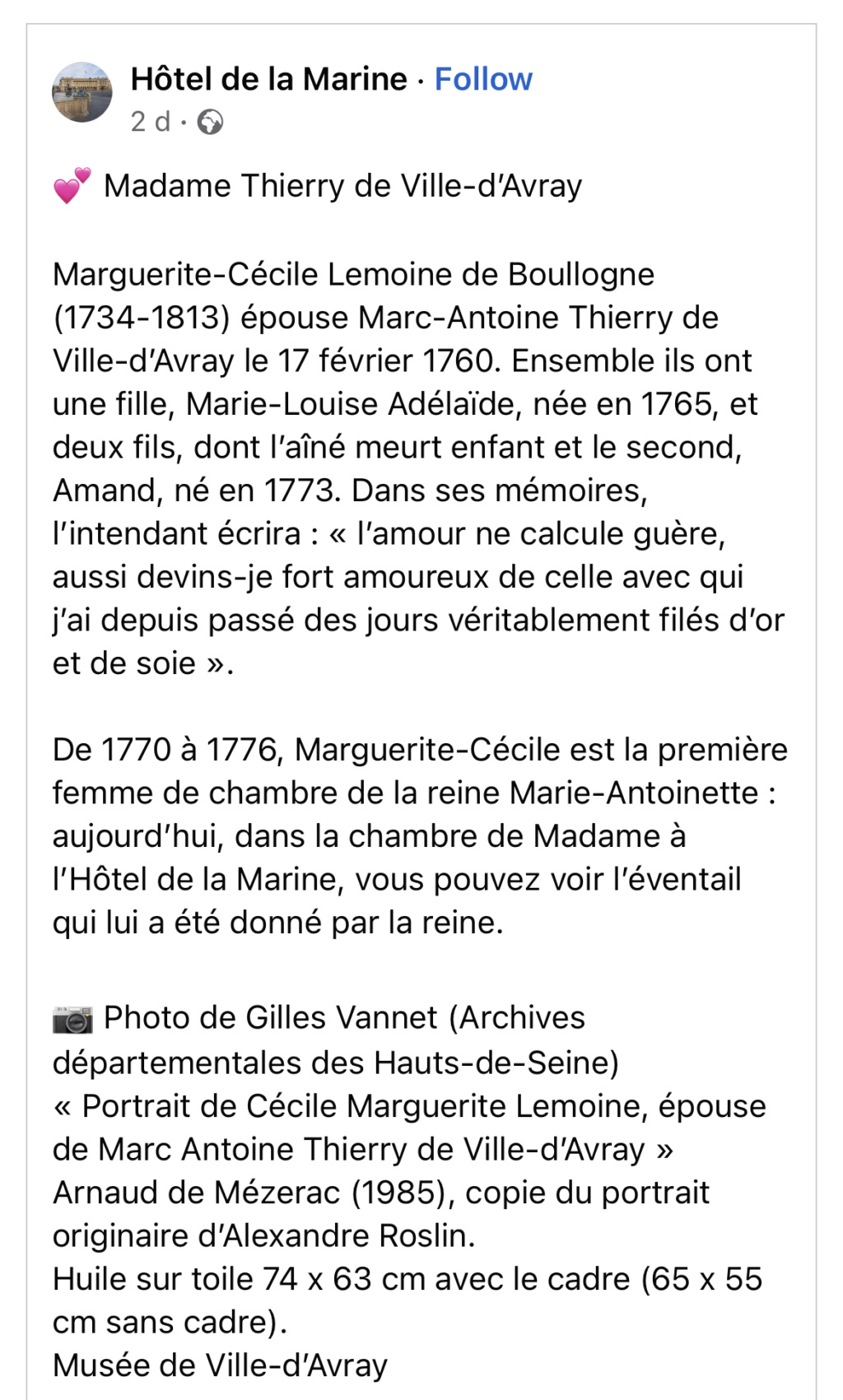 Marc-Antoine Thierry, baron de Ville d’Avray (Premier valet de chambre du Roi, Intendant du Garde-Meuble de la Couronne, premier maire de Versailles) - Page 2 609da610