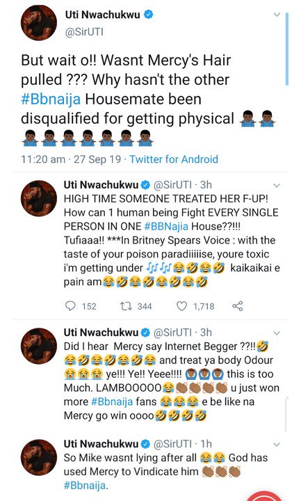 BBNaija: Uti Nwachukwu Wonders Why Tacha Has Not Been Disqualified 10297411