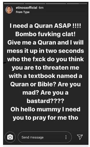 Give Me A Quran And I Will Mess It Up In 2 Seconds – Etinosa Says 113