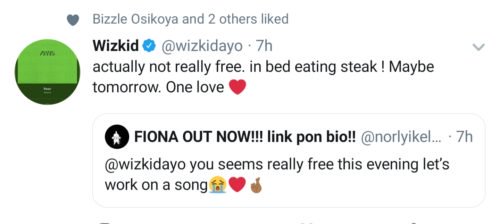 Wizkid Promised To Do A Song With One Of His Fan 20190810