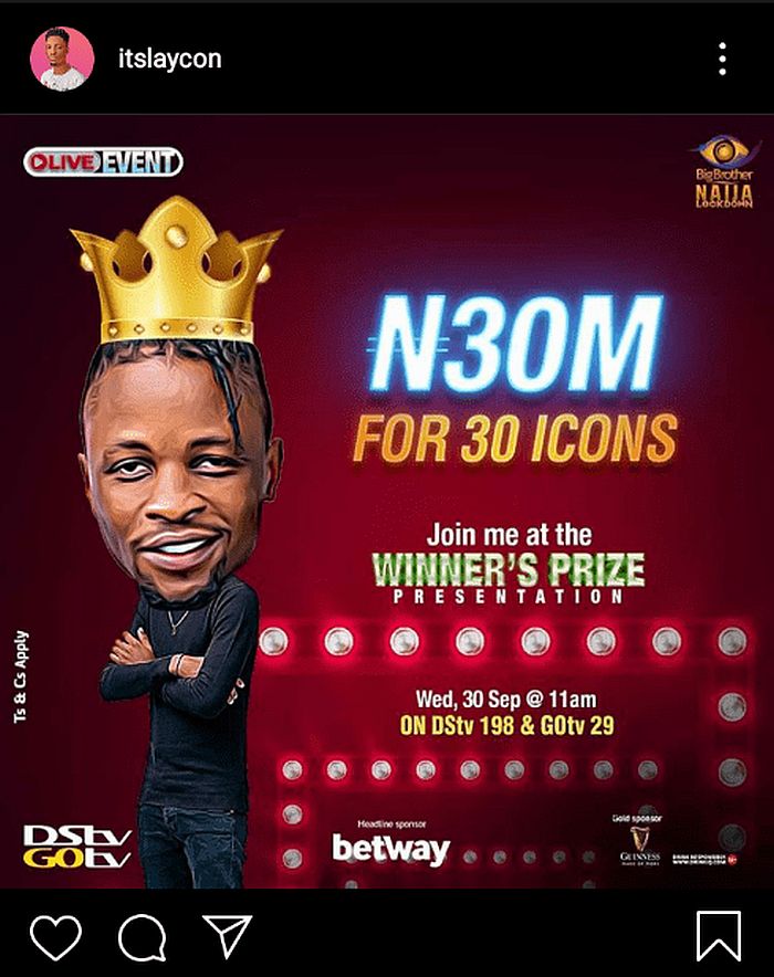Laycon - “30 Lucky Icons Will Receive N1million Each, Courtesy Of DSTV” – Laycon Announces 30-luc10