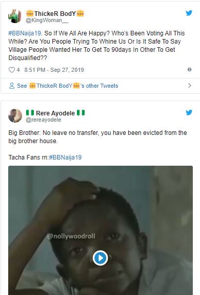 How Nigerians Are Reacting To The Disqualification Of Tacha From Bbnaija House 5-911