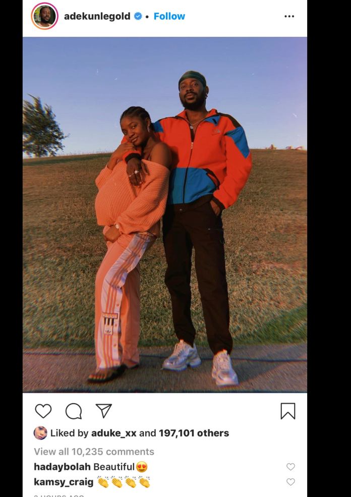 Adekunle Gold Shares Loved-Up Photo With Heavily Pregnant Wife, Simi 8cd17910