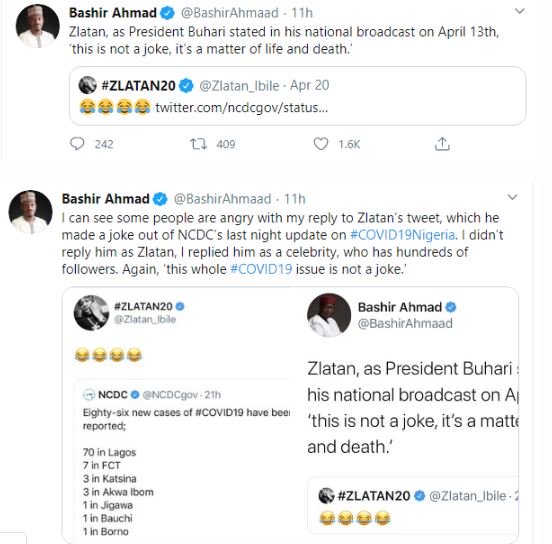 covid19 - Buhari’s Media Aide Replies Musician, Zlatan’s For Saying Coronavirus Is Not Real Bashir10