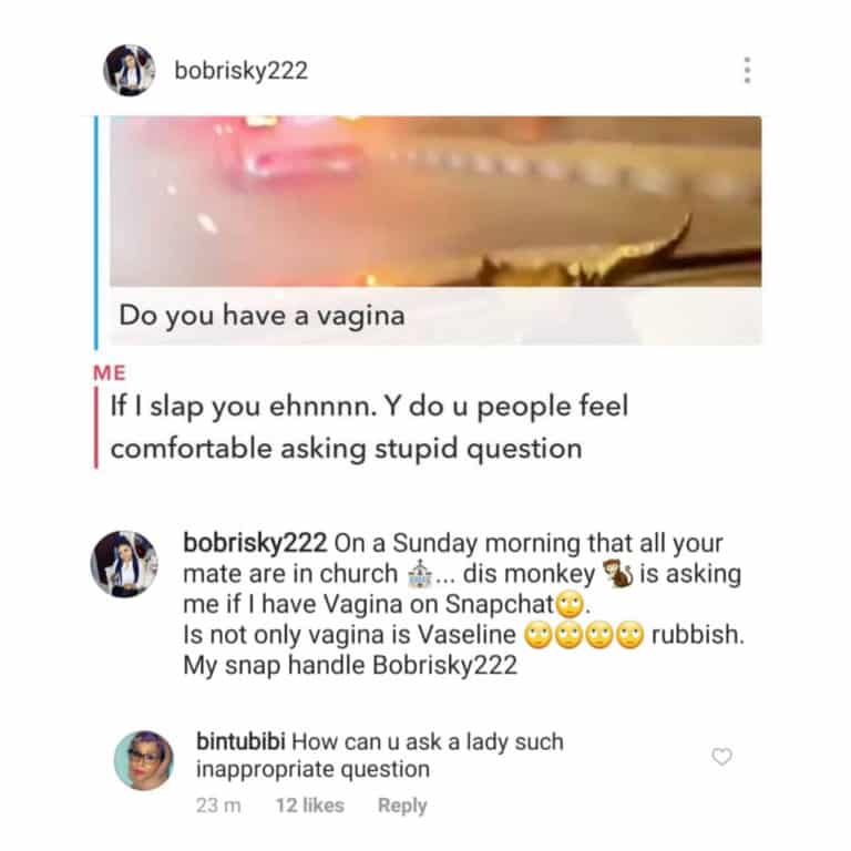 Bobrisky's reply to a fan who wanted to know if he has a vagina Bobris33