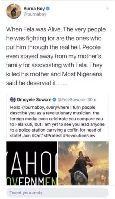 “I Don’t Trust You”- Burna Boy Reacts To Sowore’s Invitation For October 1st Revolution Now Protest Bun210