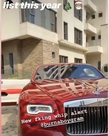 Burna Boy Buys Brand New Rolls Royce Phantom As Christmas Gift (Photo and Video) Burnab12