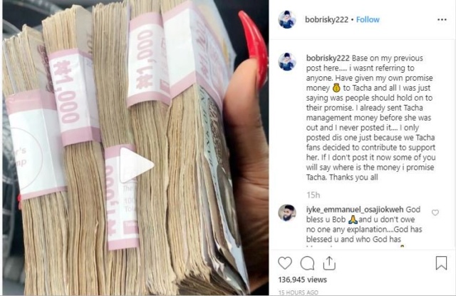 BBNaija 2019: Bobrisky Finally Gifts Tacha 500k Captur39