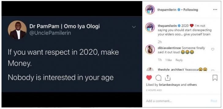 Age Doesn’t Come With Respect, ‘If You Want Respect In 2020, Make Money’ – Pamilerin Captur66