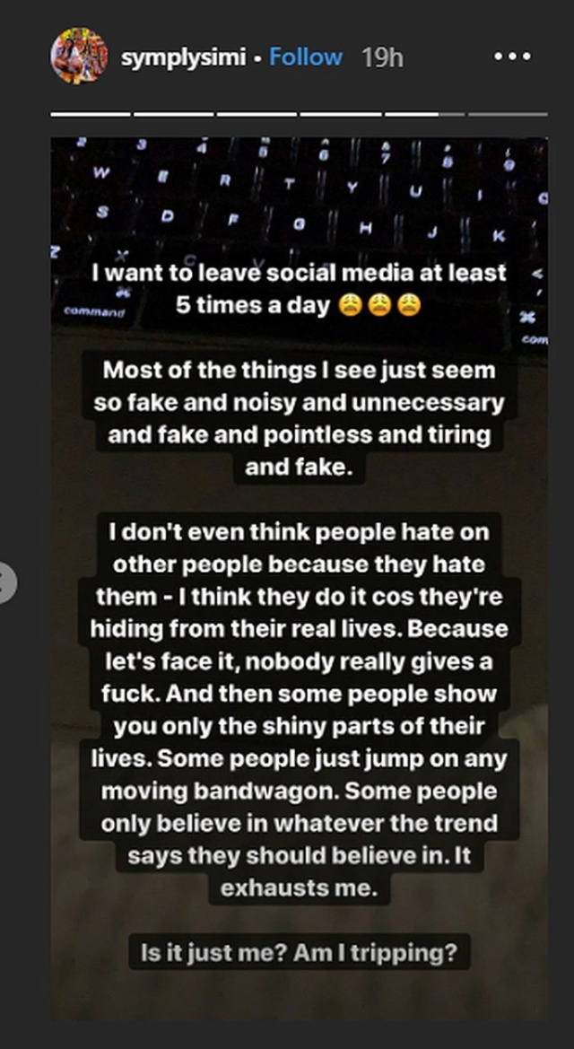  “Most Of The Things I See On Social Media Are Fake” – Simi Reveals Captur98