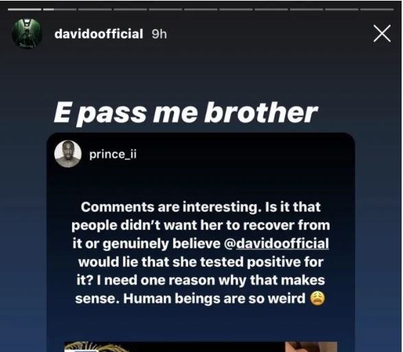 chioma - Davido Reacts To Claims That He Lied About Chioma Contracting Coronavirus David305