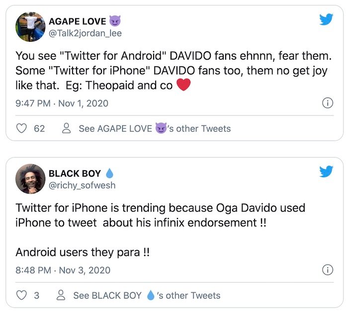 Angry Nigerians Drag Davido For Tweeting About His New Infinix Edition Phone With An iPhone David413