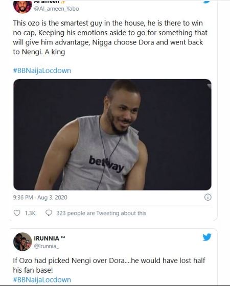 twitter - 2020 BBNaija: Nigerians Roast Ozo For Begging Nnengi After Picking Dorathy As Deputy HOH Dhvfvb10