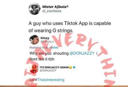Don Jazzy Reacts As Twitter User Ridicules Men Who Use TikTok App Don-112