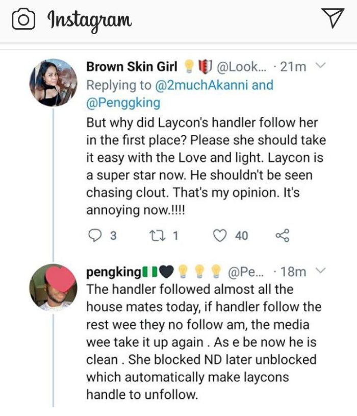 2020 BBNaija: Apparently Erica Blocked Laycon Hours After He Followed Her Forcing Him To Unfollow Erica-25
