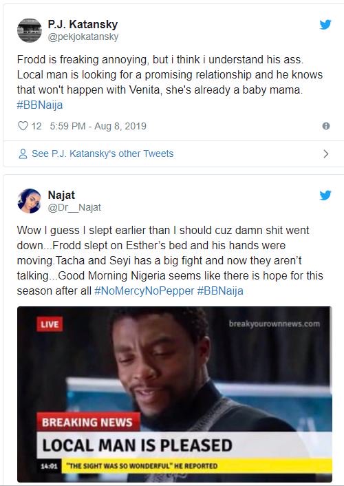 BBNAIJA:- Nigerians Reacts As Frodd Dumped Venita To Spend The Night On Esther’s Bed (Photo) Frodd-23