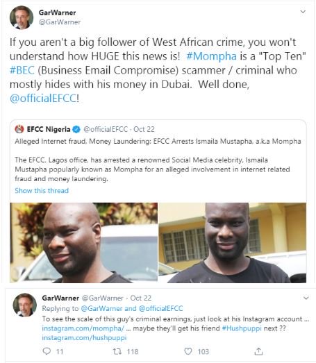 Mompha Is A Top 10 Business Email Compromise Scammer – U.S Researcher Commends EFCC On His Arrest Gar-110