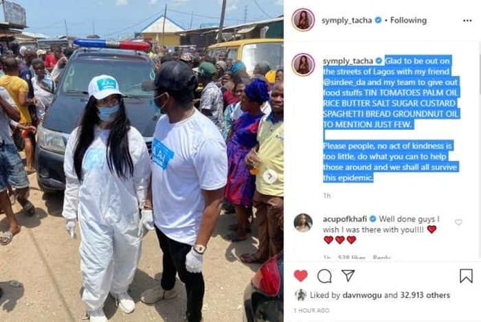 Checkout What Tacha And Sir Dee Were Spotted Doing On The Street Of Lagos Amidst Coronavirus Lockdown Ha1-110