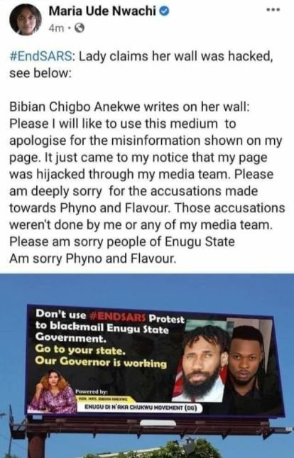 EndSARS - Honourable Reportedly Apologizes For Post Accusing Phyno And Flavour Of Using #EndSars Protest To ‘Blackmail Enugu Government’ Honour10