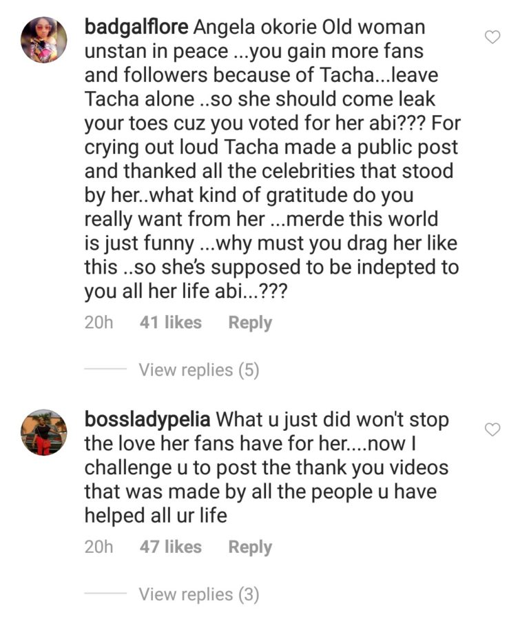 Tacha Fans slam Angela Okorie for dissing their Queen, Tacha Img_2094