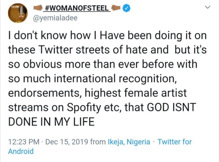 “Despite The Hate, I Have The Highest Female Artist Streams, So Much International Recognition”- Yemi Alade Shows Gratitude Img_2132