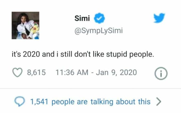“It’s 2020 And I Still Don’t Like Stupid People”- Singer Simi Reveals Img_2155