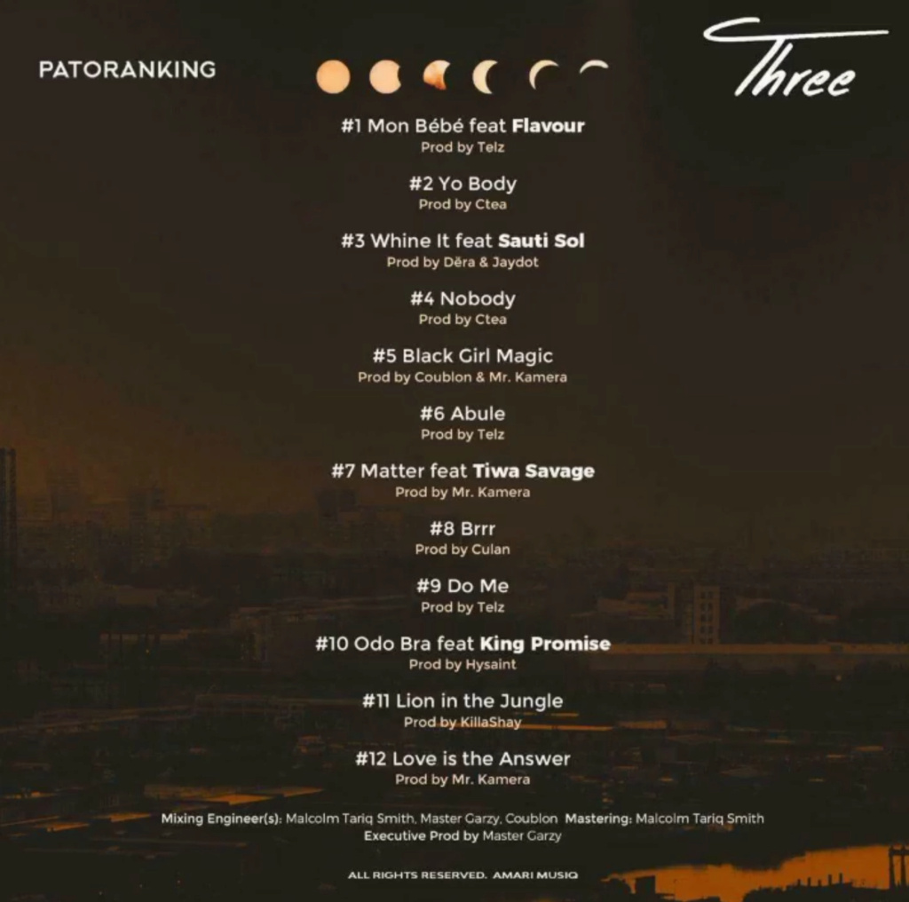 DOWNLOAD NOW » “Three Album by Patoranking” Full Album Is Out Insho480