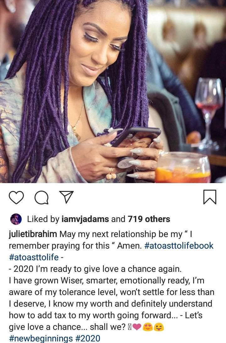 “2020 I’m Ready To Give Love A Chance Again” – Juliet Ibrahim Julirt10