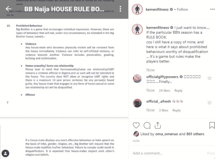 BBNAIJA:- Ex-Housemate Kemen Hints At The Outcome Of Tacha And Mercy’s Fight As He Shares BBNaija Rule Book Kemen-11