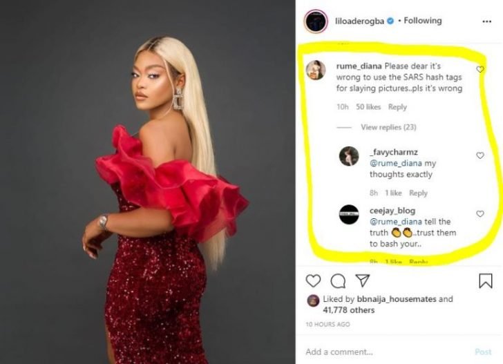 EndPoliceBrutality - BBNaija Star, Lilo Dragged For Using #EndPoliceBrutality Hashtag To Slay On Instagram (Photo) Lilo-s10