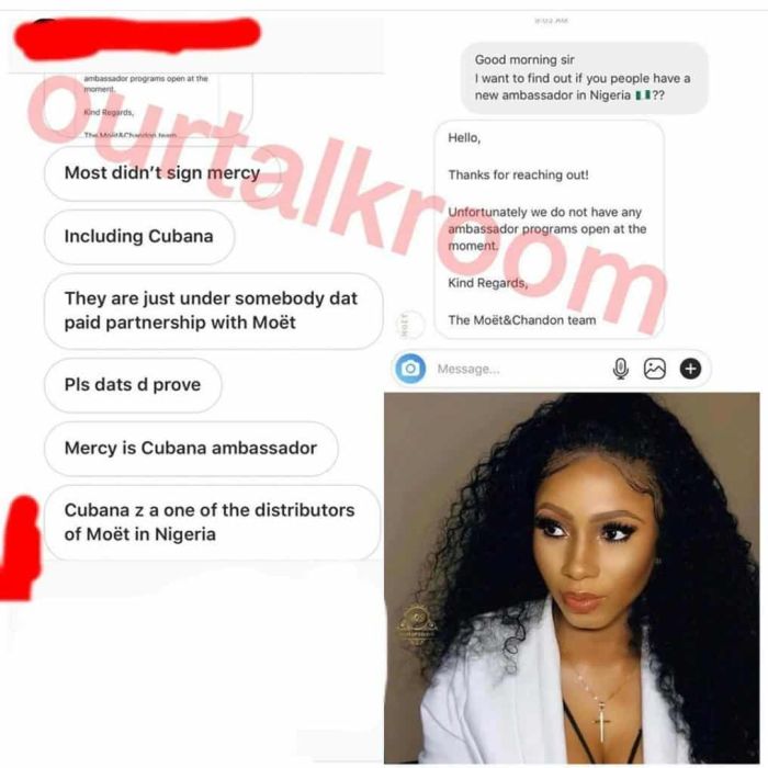 “Mercy Didn’t Sign Any Ambassadorship Deal With Moet” – Nigerian Lady Makes Shocking Revelation (See Proofs) Mercy-74