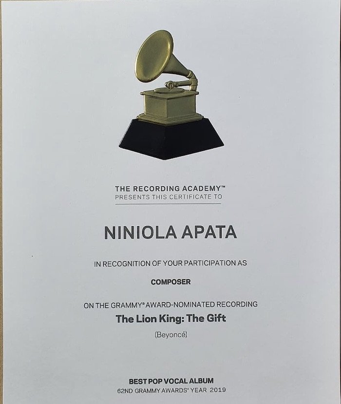 Niniola - Niniola Receives Grammy Award Certificate For Her Work On Beyonce’s “The Gift” Album (Photo) Niniol23