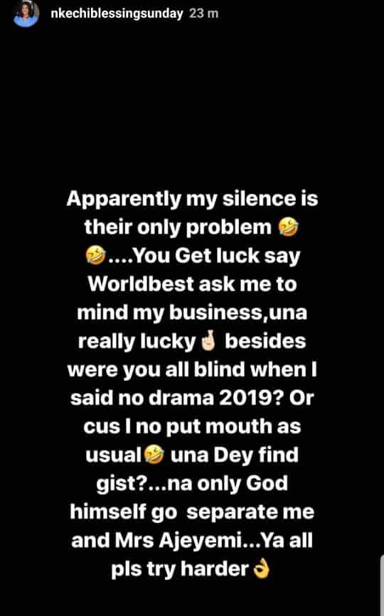Nkechi Blessing Sunday reacts to report she is snitching on her bestie, Toyin Abraham Nkechi11