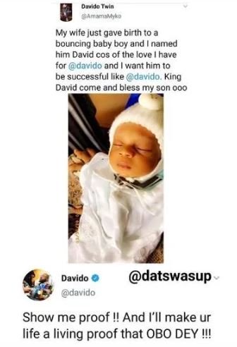 davido - Davido Reacts As Nigerian Man Names Son After Him (Photo) Obo-110