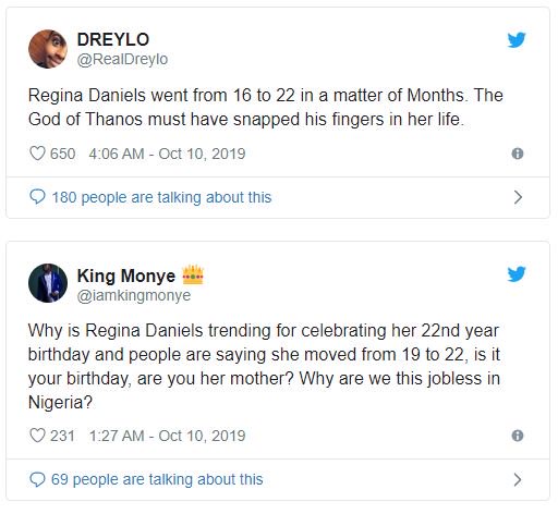 “16 Last Year And 22 This Year, Are You Normal?” – Regina Daniels Under Fire For Her New Age Regina27