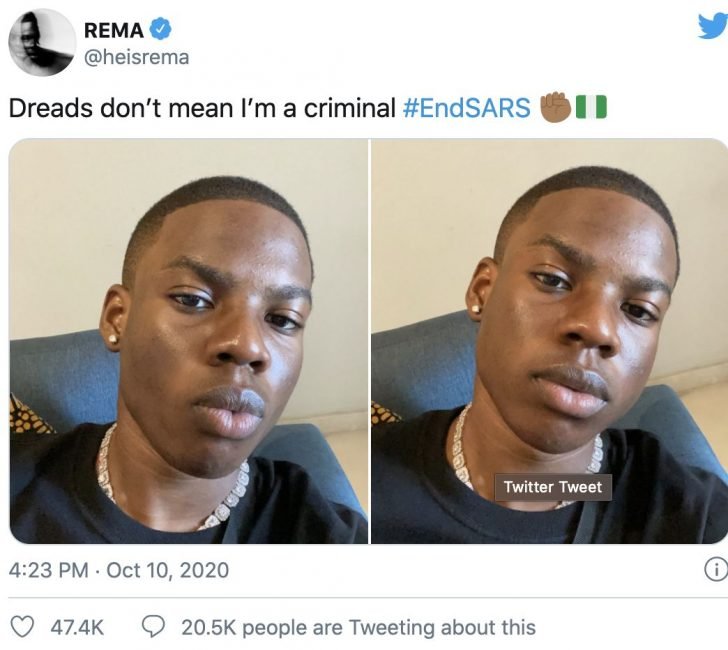 EndSARS - #ENDSARS : Dreads Don’t Mean I’m A Criminal – Rema Writes As He Cuts His Trademark Hairstyle. Remaa-10