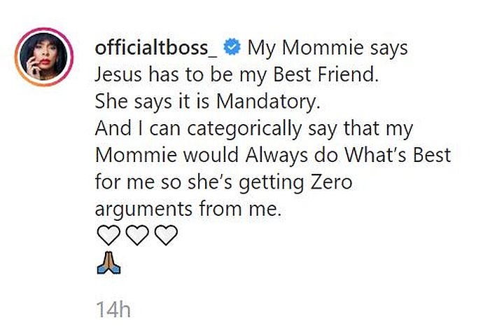 “Jesus Must Be My Daughter’s Bestfriend” – Tboss Says Rjgn10