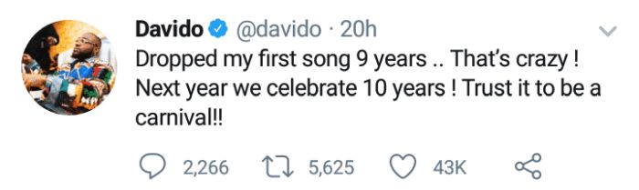 davido - Davido Reveals Future Plan For Music Industry After Releasing His First Song 9 Years Ago Screen86