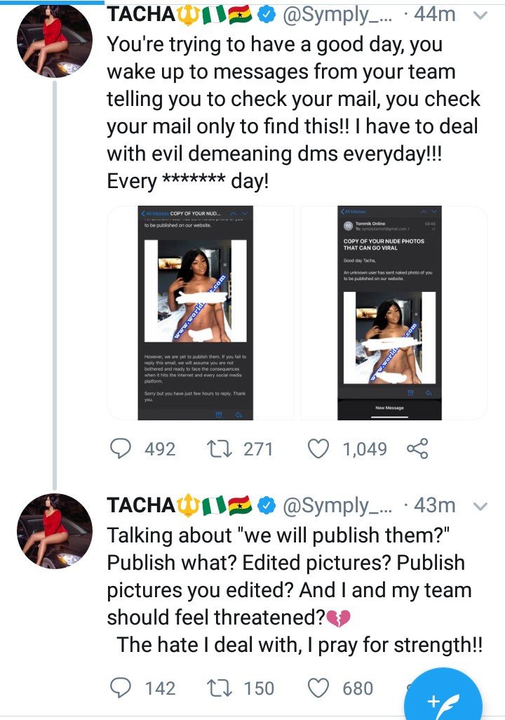 Tacha Releases “Edited” Nude Photo That Hackers Tried To Use In Blackmailing Her Tacha310