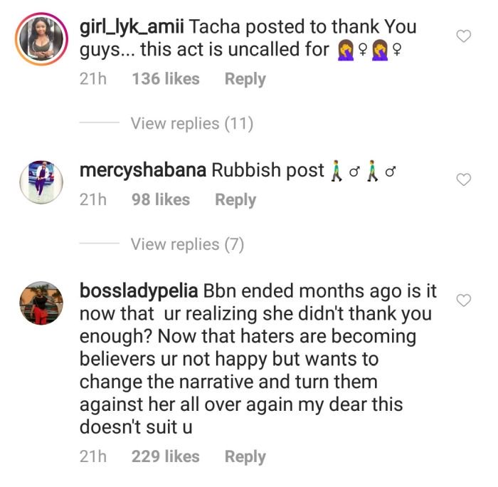 Titans Slams Actress Angela Okorie Over Her Comment On Their Queen, Tacha Titans12