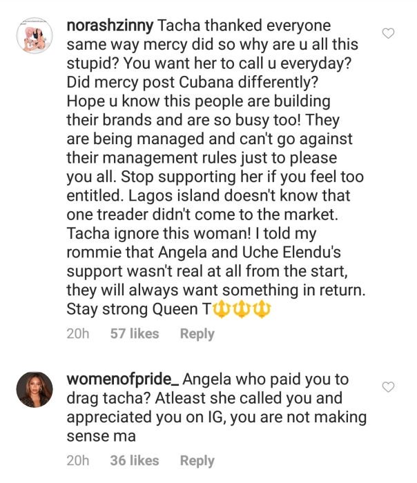 Titans Slams Actress Angela Okorie Over Her Comment On Their Queen, Tacha Titans14