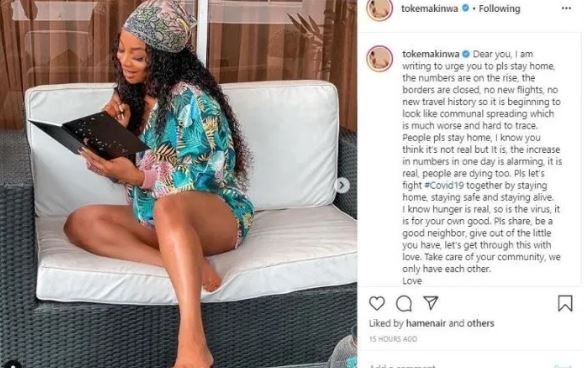 This Is Real, Please Stay Home, The Numbers Are Increasing – Toke Makinwa Tells Fans Toke-m40